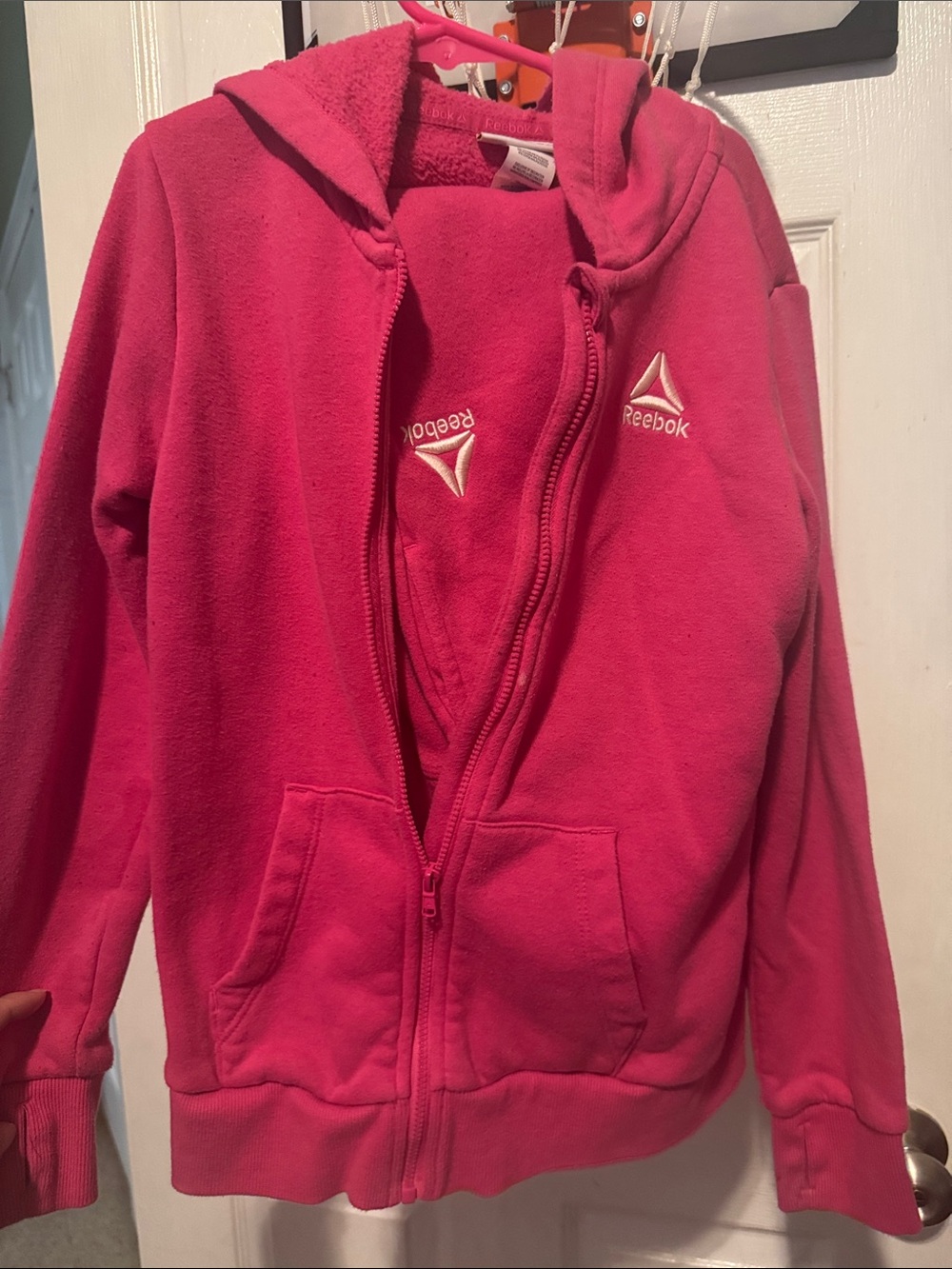 Reebok Girls Hot Pink Full-Zip Hoodie Jacket